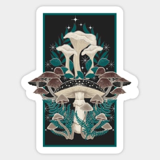 Moody Moonlit Mushrooms Sticker